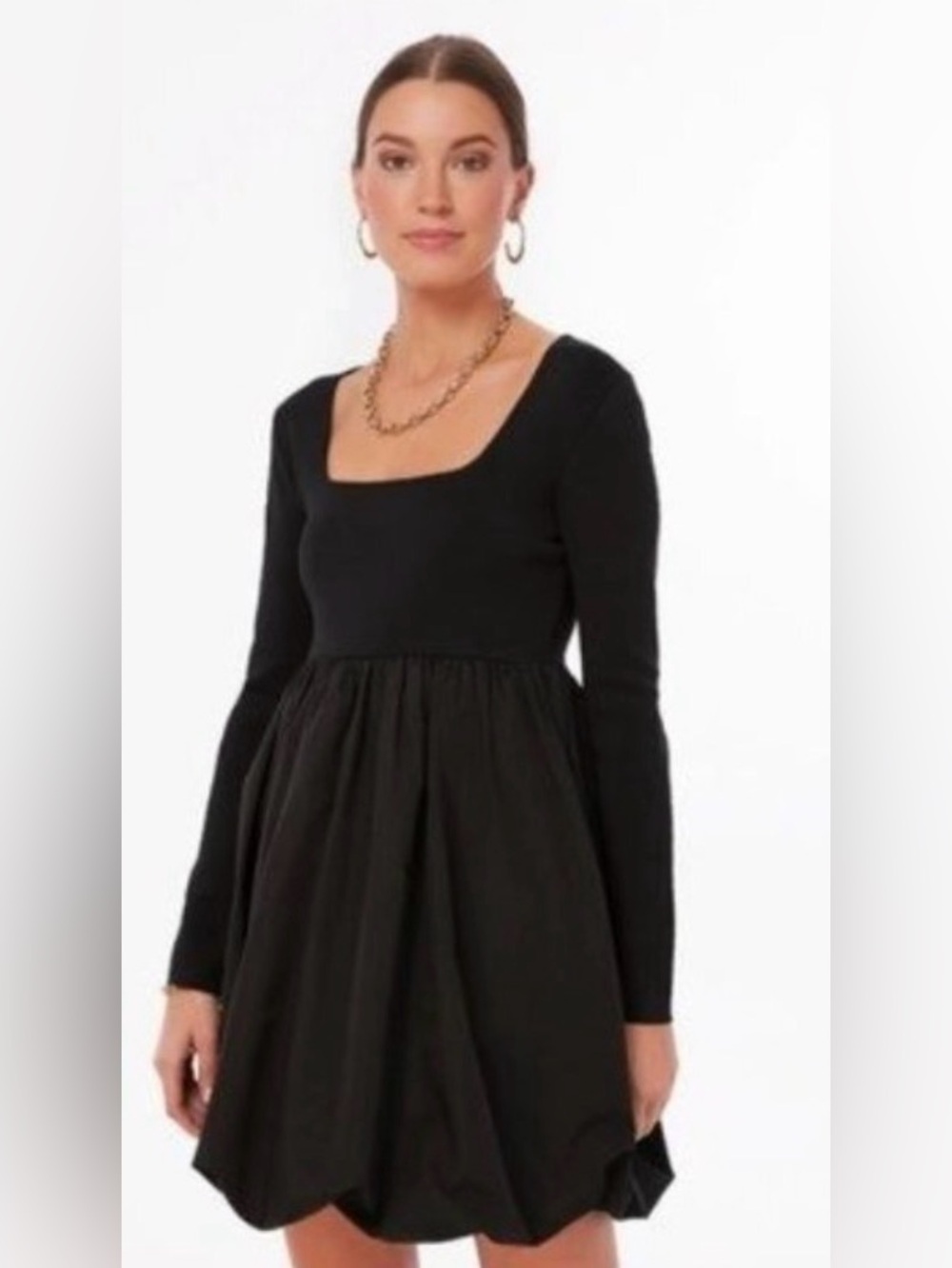 HYACINTH HOUSE NEW Black Bubble Skirt Cecilia Long Sleeve Mini Dress Size XS